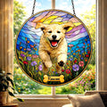 Personalized Dog Portrait Suncatcher with Tactile 3D Texture, Custom Dog Stained Glass From Photo, Pet Memorial Gift, Cat Dog Lover Gift
