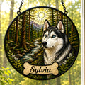 Personalized Stained Glass from Your Photo, Custom Pet Portrait Suncatcher with your pets Paw Print |