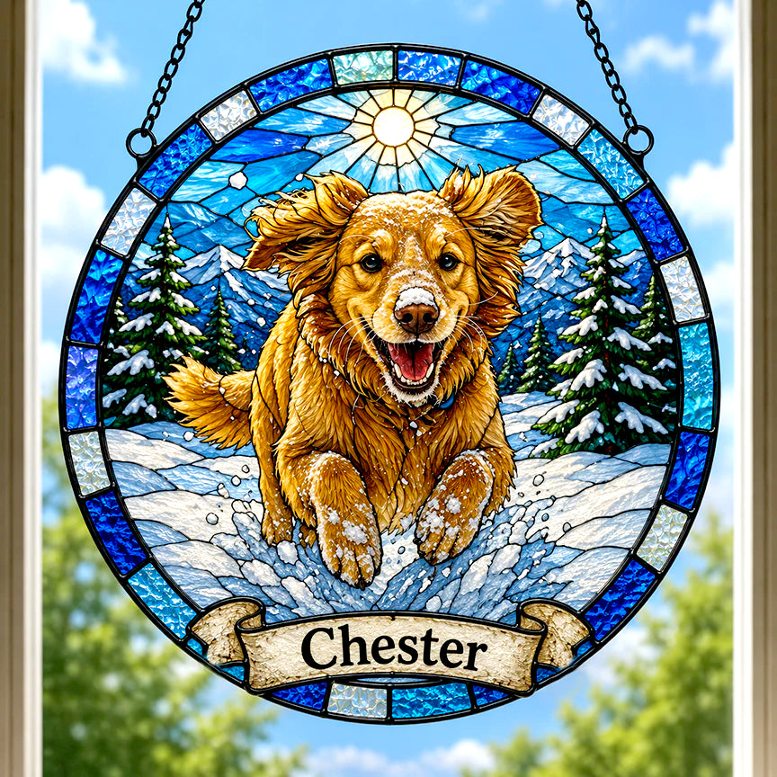 Personalized Pet Memorial Gift | Stained Glass from Your Photo | Custom Dog Portrait Suncatcher | Rainbow Bridge Gift