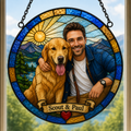 Custom Family Pet Portrait Suncatcher | Personalized Stained Glass from Your Photo