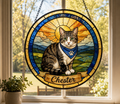 Personalized Pet Memorial | Custom Pet Cat Stained Glass Portrait  & Suncatcher Style Artwork | Handmade-Look Pet Window Art | Sparky's Pet Art
