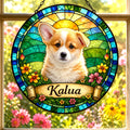 Custom Dog Portrait Suncatcher — Personalized Corgi Puppy | Stained Glass from Your Photo