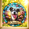 Custom Dog Portrait Suncatcher — Personalized Mixed Breed | Stained Glass from Your Photo