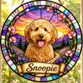 Custom Dog Portrait Suncatcher — Personalized Goldendoodle | Stained Glass from Your Photo