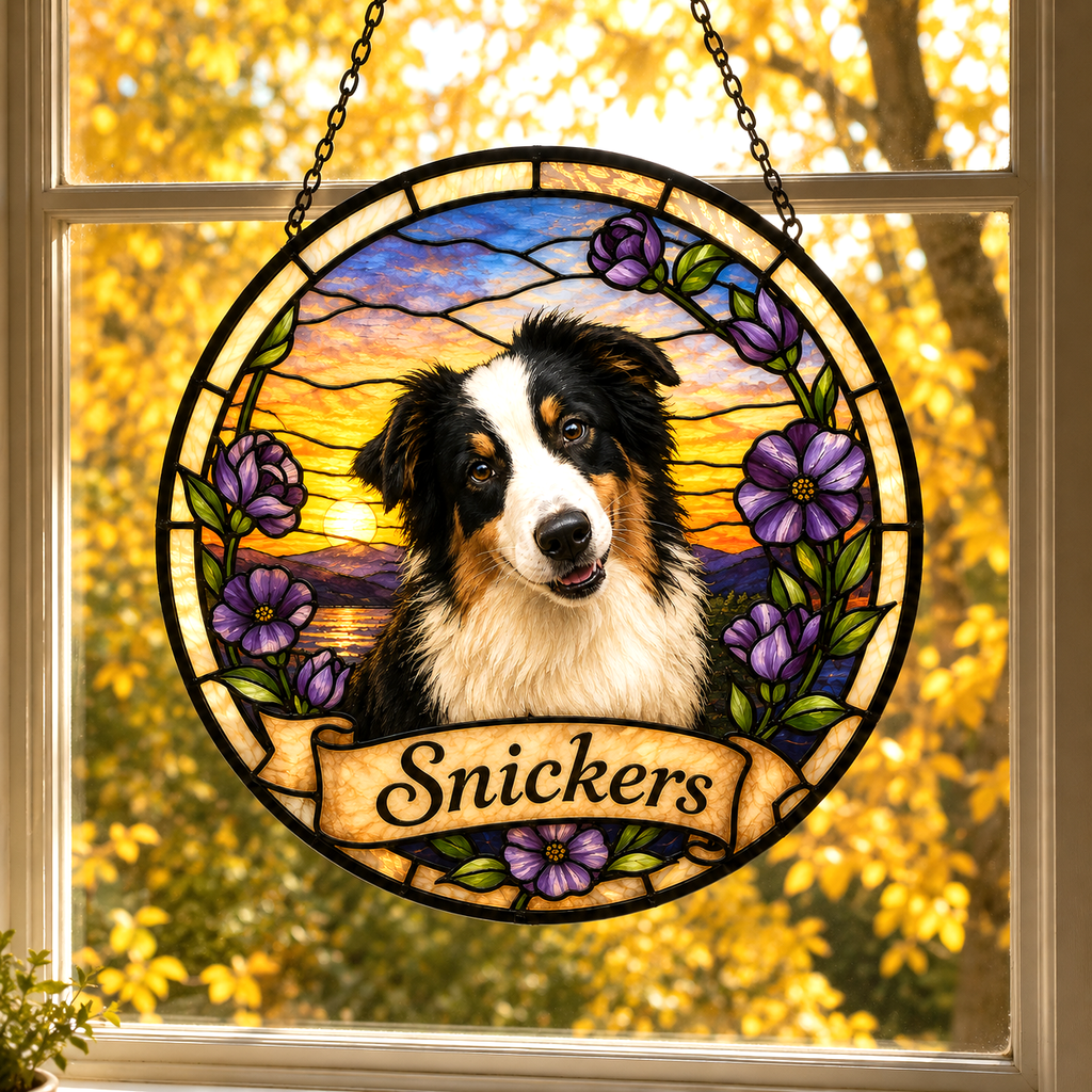 Custom Pet Stained Glass Portrait | Personalized Pet Memorial & Suncatcher Style Artwork | Handmade-Look Pet Window Art | Sparky's Pet Art