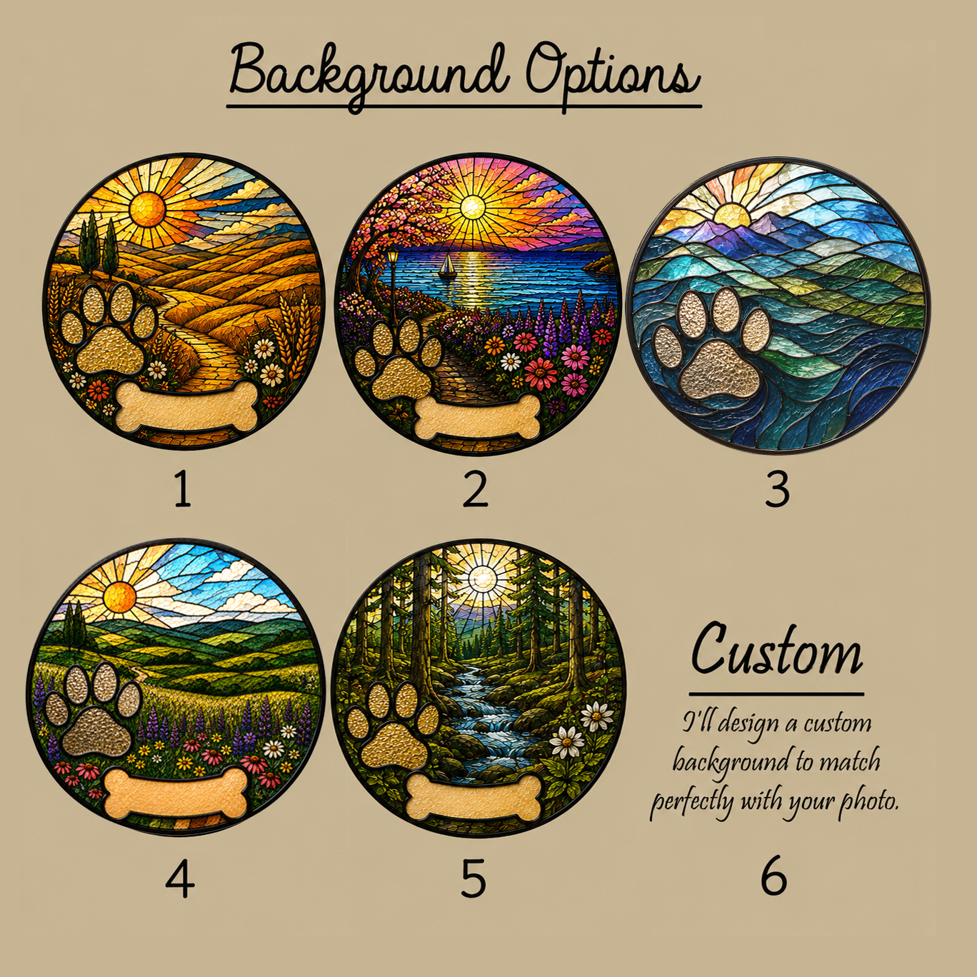 Personalized Stained Glass from Your Photo, Custom Pet Portrait Suncatcher with your pets Paw Print |
